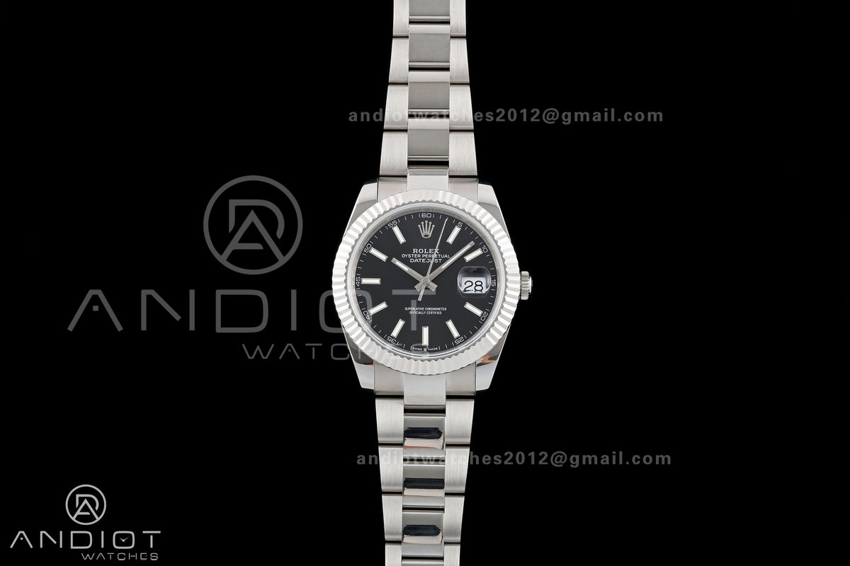 DateJust 41 126334 QF 1:1 Best Edition Black Stick Dial on Oyster Bracelet JH3235 (Free Sprung)